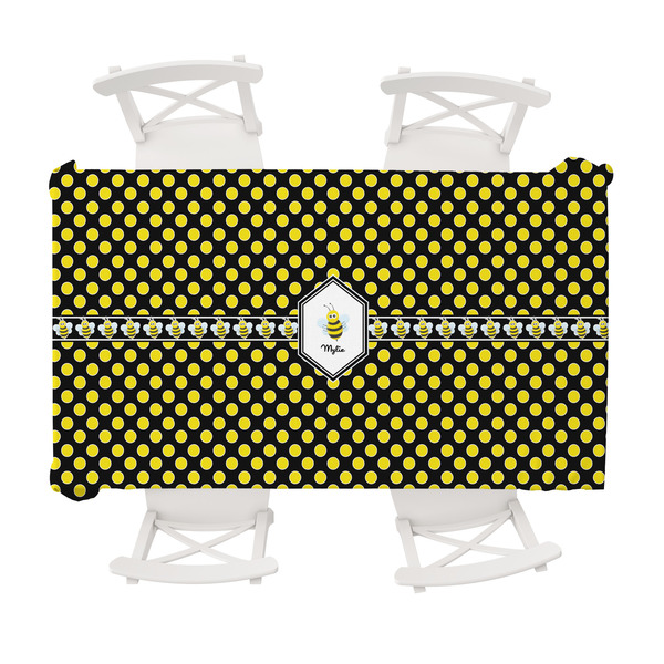 Custom Bee & Polka Dots Tablecloth - 58"x102" (Personalized)