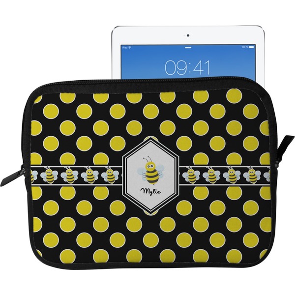 Custom Bee & Polka Dots Tablet Case / Sleeve - Large (Personalized)