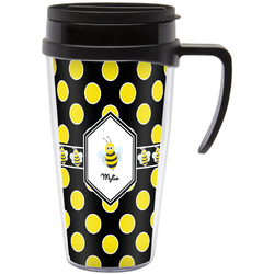 Bee & Polka Dots Acrylic Travel Mug with Handle (Personalized)