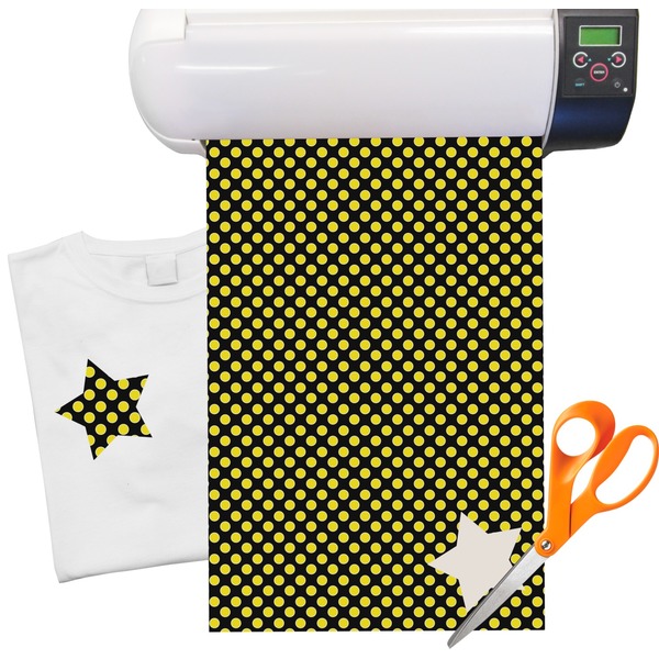 Custom Bee & Polka Dots Heat Transfer Vinyl Sheet (12"x18")