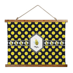 Bee & Polka Dots Wall Hanging Tapestry - Wide (Personalized)