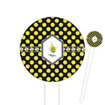 Bee & Polka Dots Round Plastic Food Picks (Personalized)