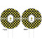 Bee & Polka Dots White Plastic 6" Food Pick - Round - Double Sided - Front & Back