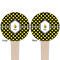 Bee & Polka Dots Wooden 4" Food Pick - Round - Double Sided - Front & Back