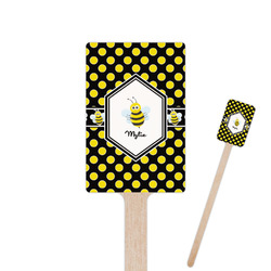 Bee & Polka Dots 6.25" Rectangle Wooden Stir Sticks - Double Sided (Personalized)