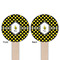 Bee & Polka Dots Wooden 6" Food Pick - Round - Double Sided - Front & Back