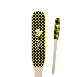 Bee & Polka Dots Paddle Wooden Food Picks - Double Sided (Personalized)