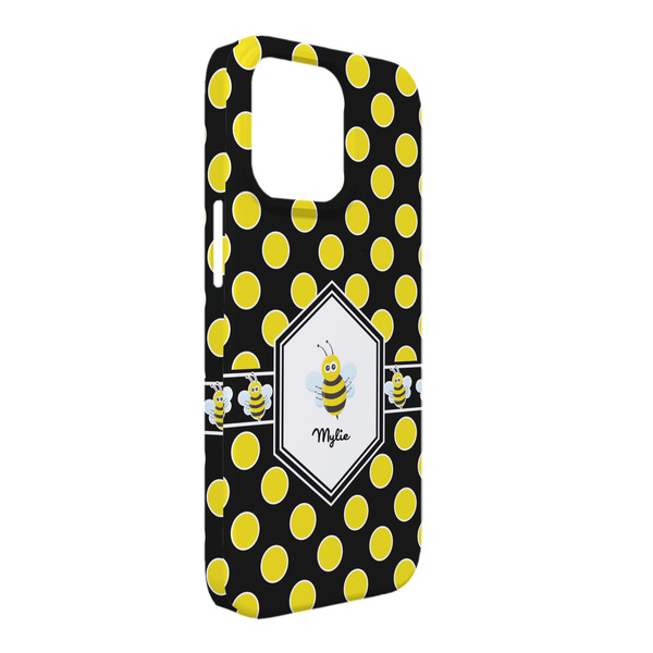 Custom Bee & Polka Dots iPhone Case - Plastic - iPhone 13 Pro Max (Personalized)