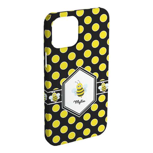 Custom Bee & Polka Dots iPhone Case - Plastic - iPhone 15 Plus (Personalized)