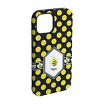 Bee & Polka Dots iPhone Case - Rubber Lined - iPhone 15 Pro (Personalized)