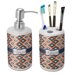 Tribal Ceramic Bathroom Accessories Set (Personalized)