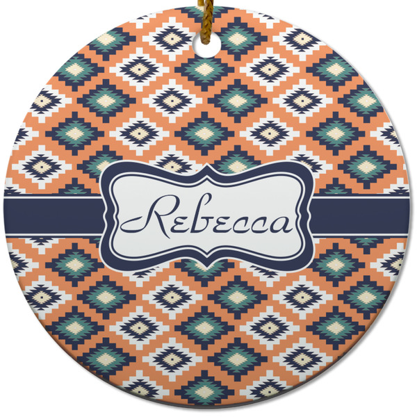 Custom Tribal Round Ceramic Ornament w/ Name or Text