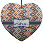 Tribal Heart Ceramic Ornament w/ Name or Text