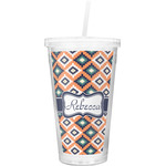 Tribal Double Wall Tumbler with Straw (Personalized)