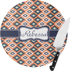 Tribal Round Glass Cutting Board - Medium (Personalized)