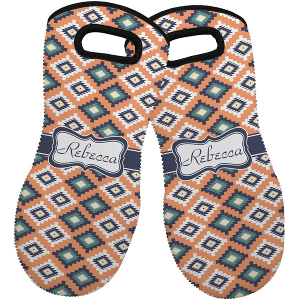 Custom Tribal Neoprene Oven Mitts - Set of 2 w/ Name or Text