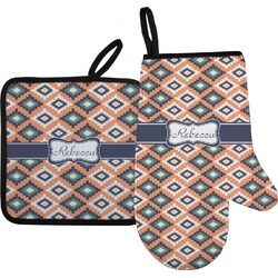 Tribal Right Oven Mitt & Pot Holder Set w/ Name or Text