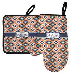 Tribal Left Oven Mitt & Pot Holder Set w/ Name or Text