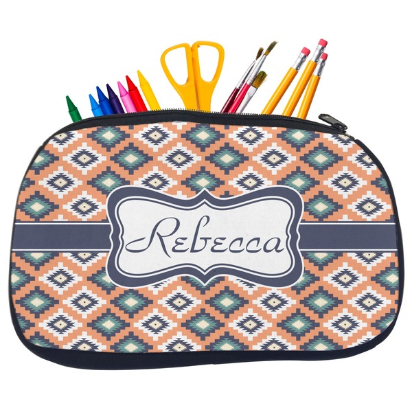 Custom Tribal Neoprene Pencil Case - Medium w/ Name or Text