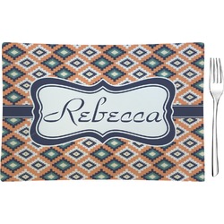 Tribal Rectangular Glass Appetizer / Dessert Plate - Single or Set (Personalized)