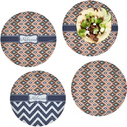 Tribal Set of 4 Glass Lunch / Dinner Plate 10" (Personalized)