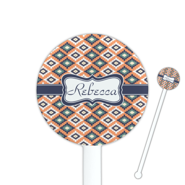 Custom Tribal 5.5" Round Plastic Stir Sticks - White - Double Sided (Personalized)