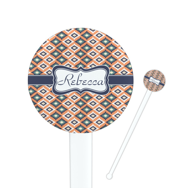 Custom Tribal 7" Round Plastic Stir Sticks - White - Double Sided (Personalized)