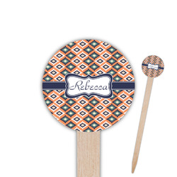 Tribal 6" Round Wooden Food Picks - Single Sided (Personalized)