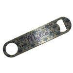 Tribal2 Bar Bottle Opener - Silver w/ Name or Text