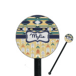 Tribal2 5.5" Round Plastic Stir Sticks - Black - Double Sided (Personalized)