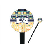 Tribal2 7" Round Plastic Stir Sticks - Black - Double Sided (Personalized)