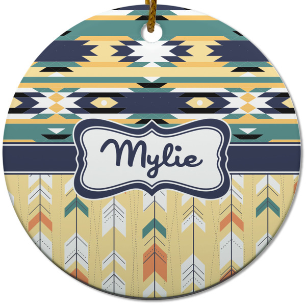 Custom Tribal2 Round Ceramic Ornament w/ Name or Text