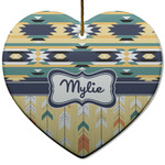 Tribal2 Heart Ceramic Ornament w/ Name or Text