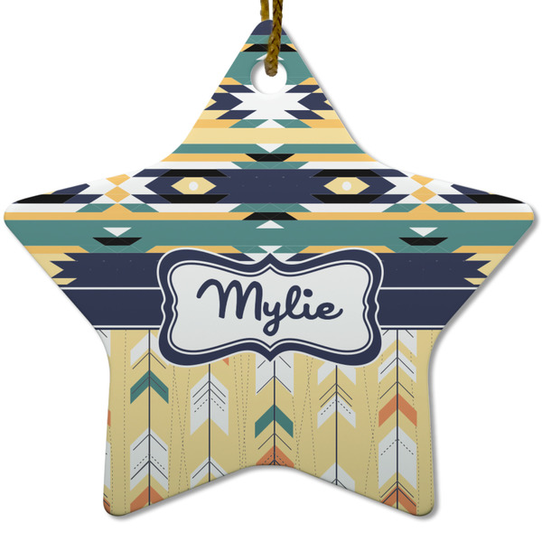 Custom Tribal2 Star Ceramic Ornament w/ Name or Text