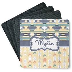 Tribal2 Square Rubber Backed Coasters - Set of 4 (Personalized)