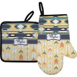 Tribal2 Right Oven Mitt & Pot Holder Set w/ Name or Text