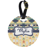 Tribal2 Plastic Luggage Tag - Round (Personalized)