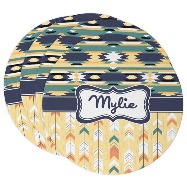 Custom Tribal2 Round Paper Coasters w/ Name or Text