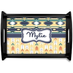 Tribal2 Black Wooden Tray - Small (Personalized)