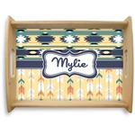 Tribal2 Natural Wooden Tray - Large (Personalized)