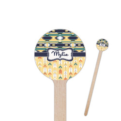 Tribal2 6" Round Wooden Stir Sticks - Single Sided (Personalized)