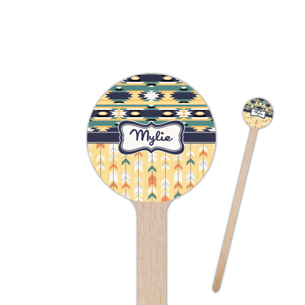 Custom Tribal2 7.5" Round Wooden Stir Sticks - Single Sided (Personalized)