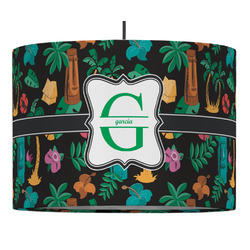 Hawaiian Masks 16" Drum Pendant Lamp - Fabric (Personalized)