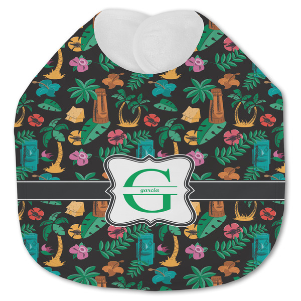 Custom Hawaiian Masks Jersey Knit Baby Bib w/ Name and Initial