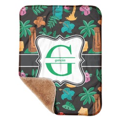 Hawaiian Masks Sherpa Baby Blanket - 30" x 40" w/ Name and Initial