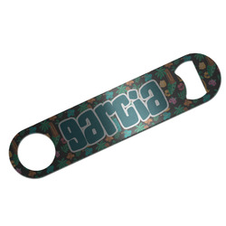 Hawaiian Masks Bar Bottle Opener - Silver w/ Name and Initial