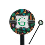 Hawaiian Masks 5.5" Round Plastic Stir Sticks - Black - Single Sided (Personalized)