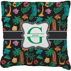 Hawaiian Masks Faux-Linen Throw Pillow 16" (Personalized)