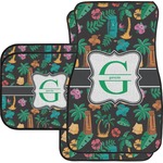 Hawaiian Masks Car Floor Mats Set - 2 Front & 2 Back (Personalized)