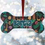 Hawaiian Masks Ceramic Dog Ornament w/ Name and Initial